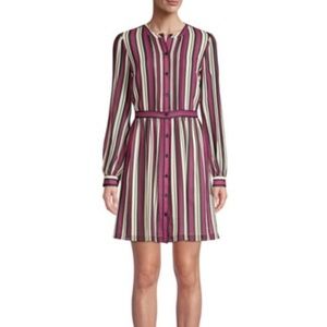 MICHAEL KORS Striped Long-Sleeve Shirtdress Size P